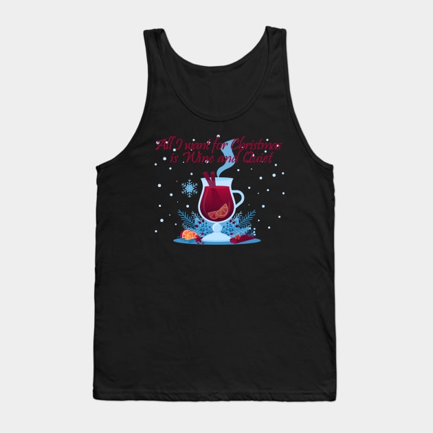 Christmas Time Social Distancing and Wine Tank Top by Wanderer Bat